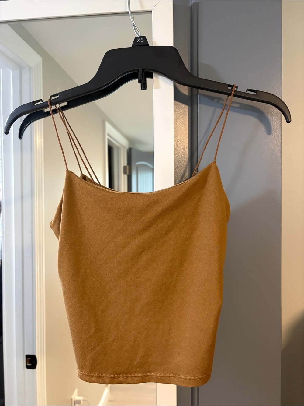 gaze Double-Strap Cropped Camisole in Camel Brown